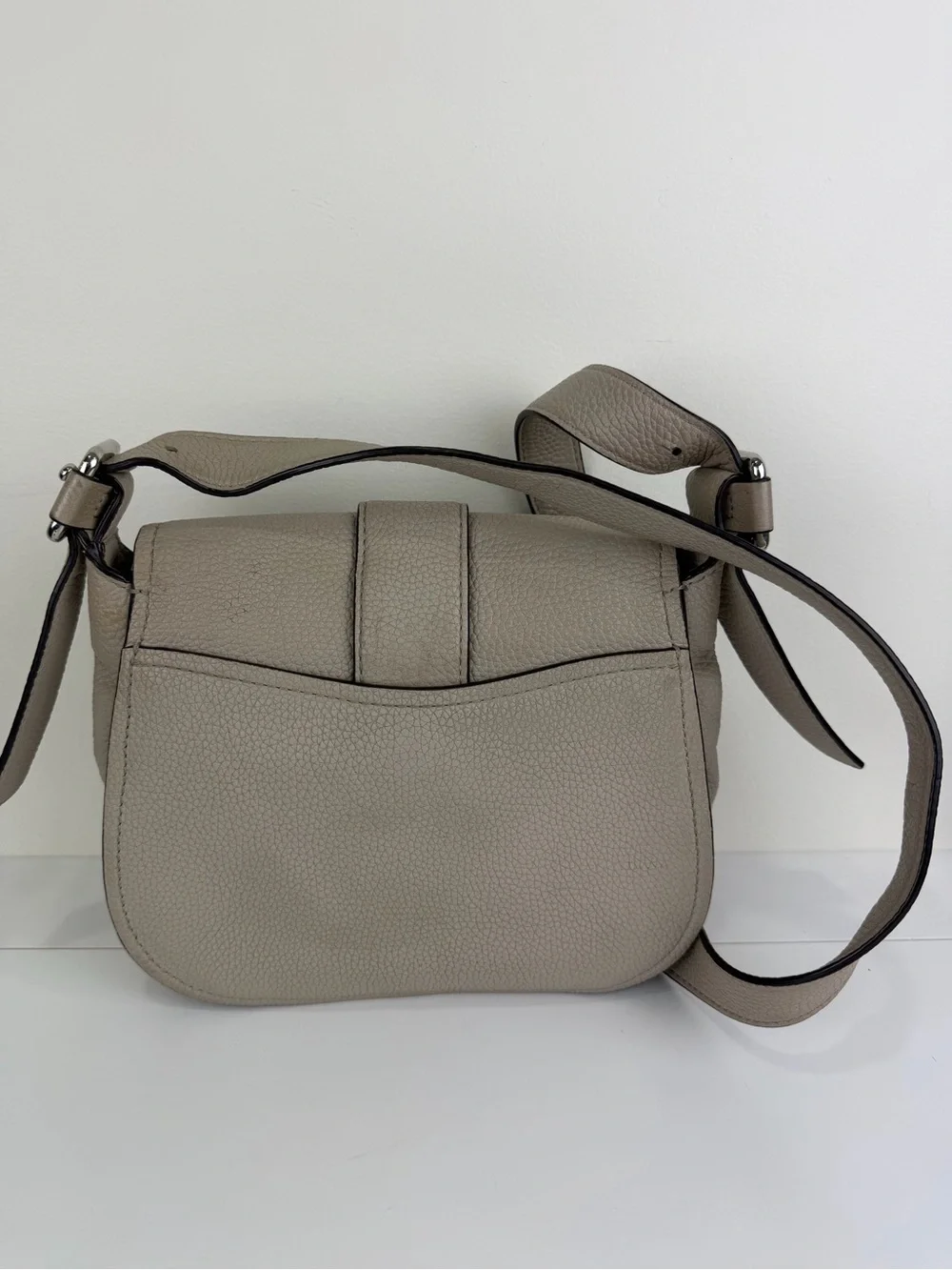 Michael Kors Pebbled Leather Messenger Crossbody Bag Light Taupe